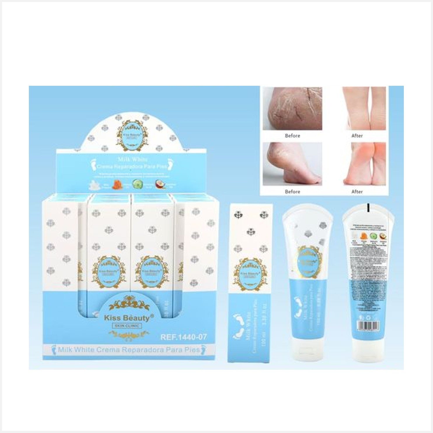 Kiss Beauty Crema Reparadora de pies Milk White