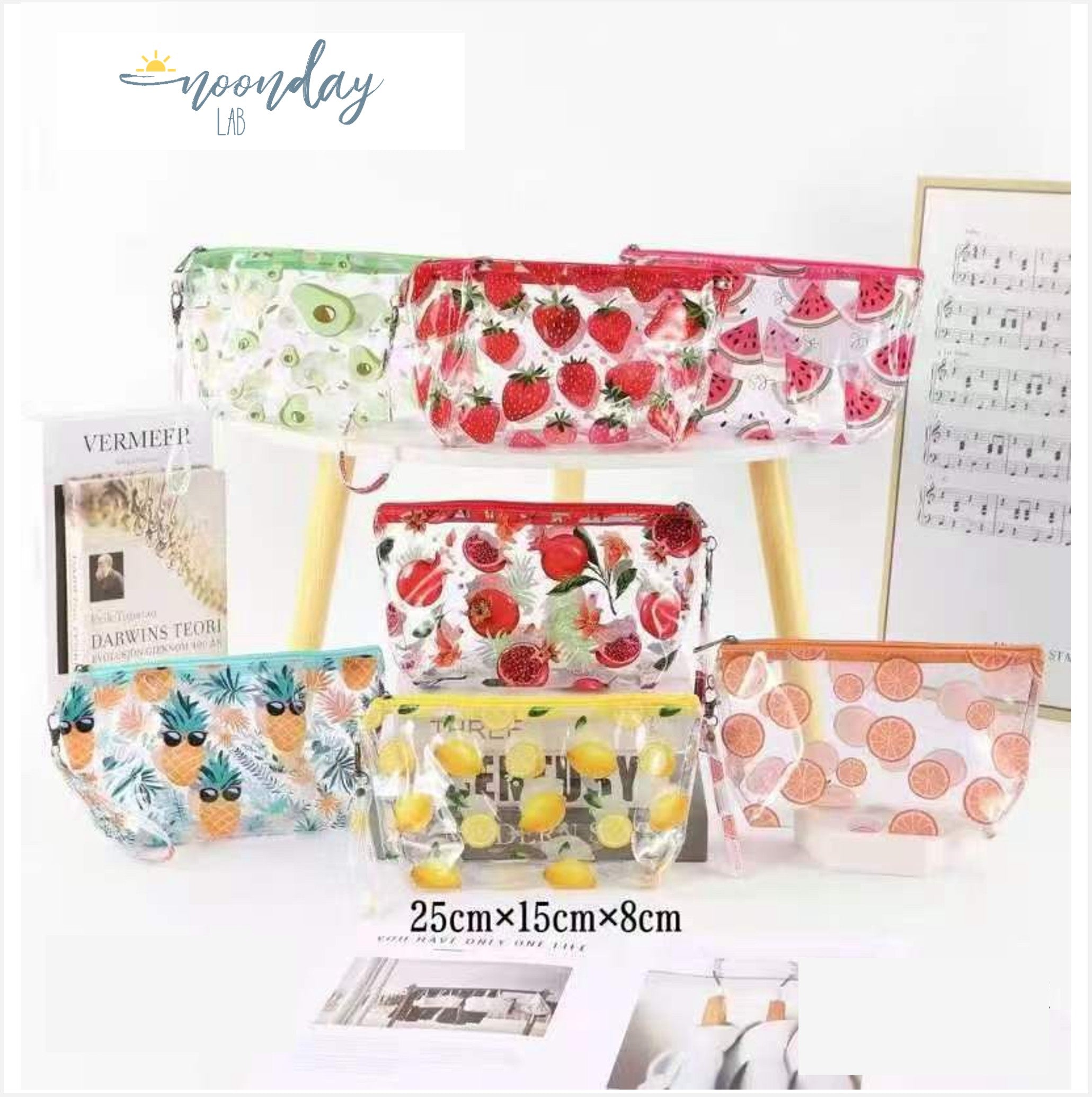 Neceser plastificado estampado frutal