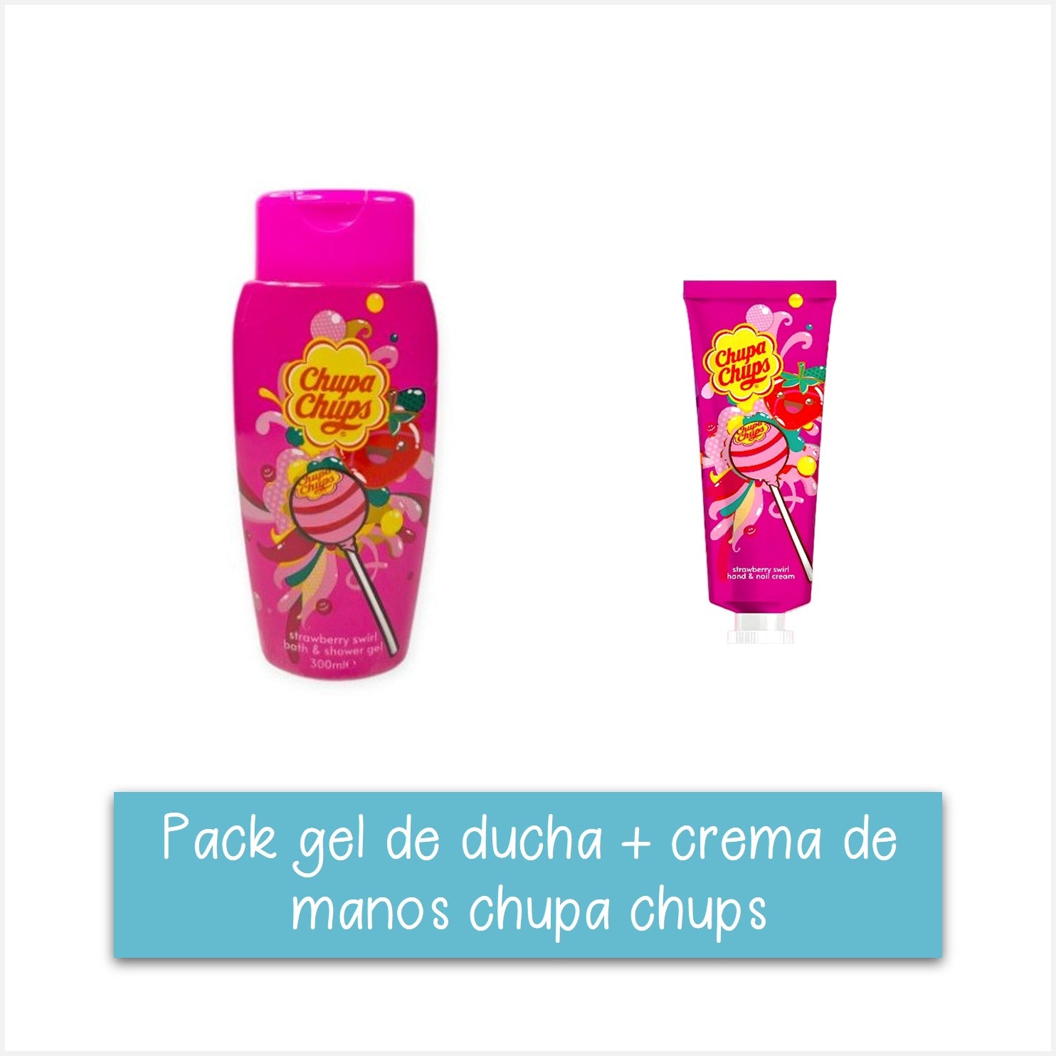 Pack gel de ducha + crema de manos fresa chupa chups