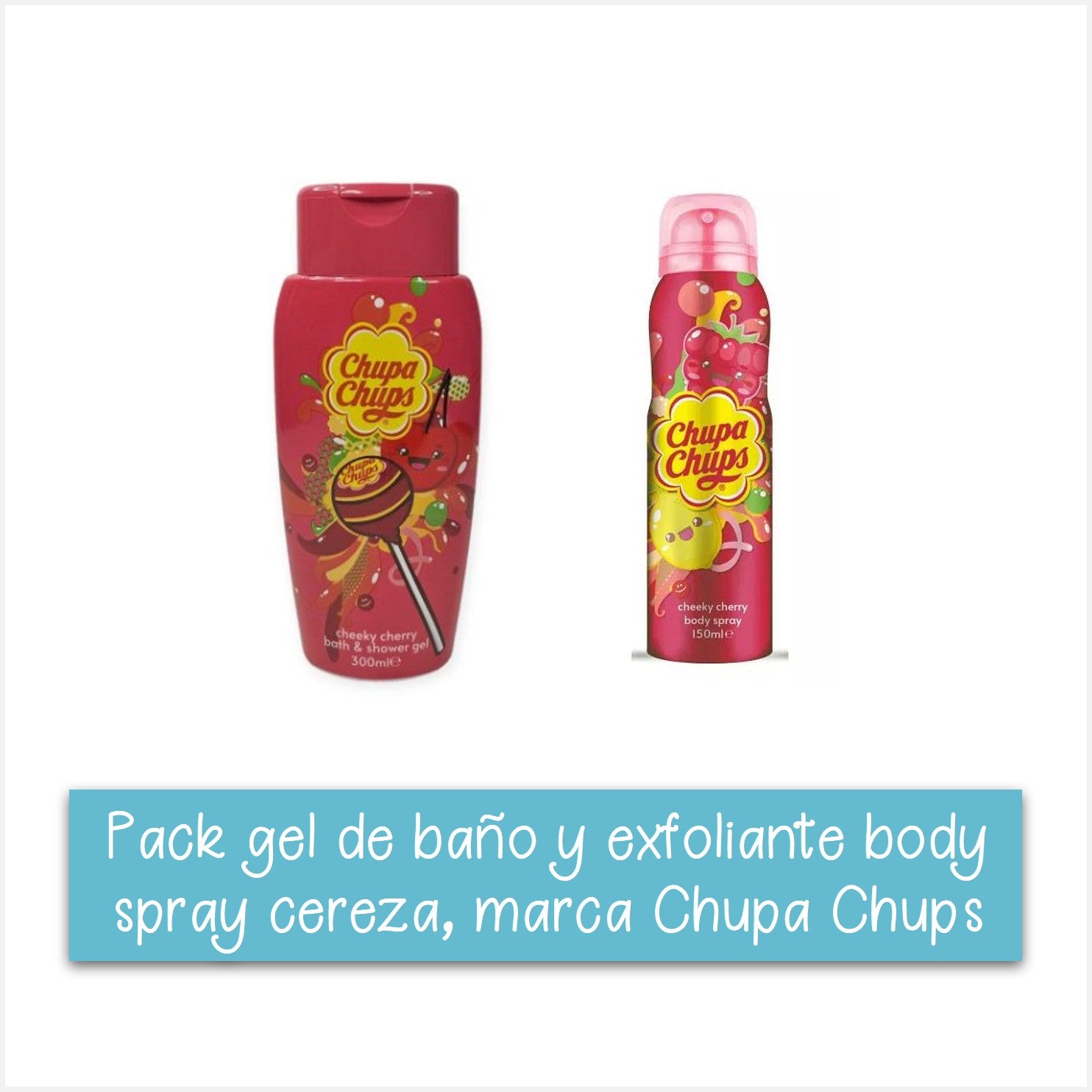 Pack gel de ducha + spray corporal cereza chupa chups